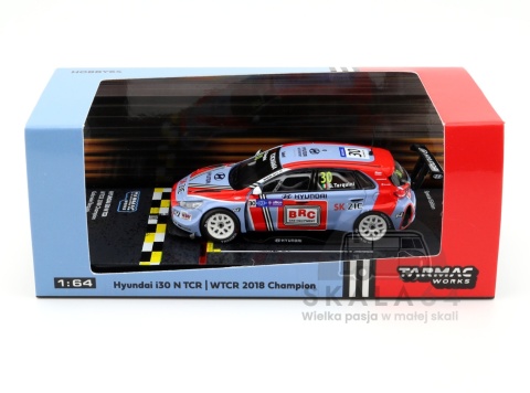 Model samochodu Hyundai i30 N TCR WTCR 2018 Champion Gabriele Tarquini w skali 1:64 - opakowanie