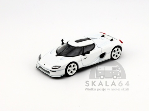 Model samochodu Koenigsegg CC850 White w skali 1:64 - przód