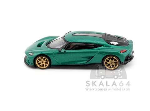 Model samochodu Koenigsegg Gemera Green w skali 1:64 - bok