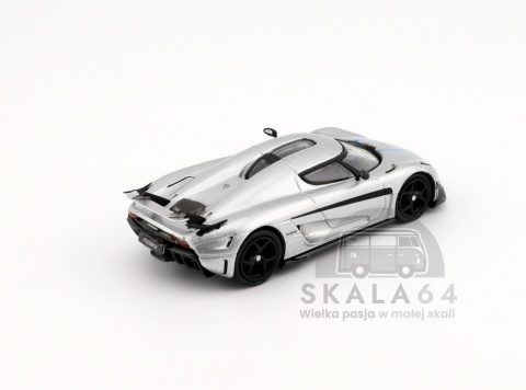 Model samochodu Koenigsegg Regera Silver Metallic Blue Accents w skali 1:64 - tył