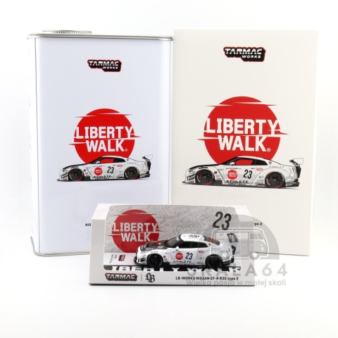 Model samochodu LB-Works Nissan GT-R R35 Type 2 White w skali 1:64 - kolekcjonerska puszka