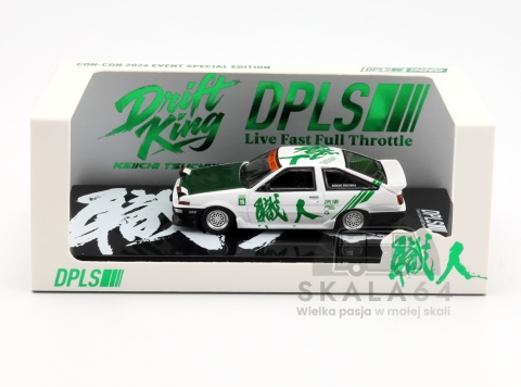 Model samochodu Toyota Sprinter Trueno AE86 Keichi Tsuchiya Con-Con 2026 Event Special Edition w skali 1:64 - opakowanie