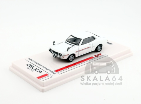 Model samochodu Toyota Celica 1600GT TA22 White w skali 1:64 - przód