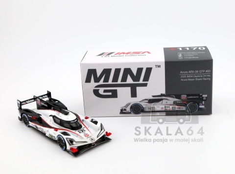 Model samochodu Acura ARX-06 GTP #93 2025 IMSA Daytona 24 Hrs Acura Meyer Shank Racing w skali 1:64 - kartonik