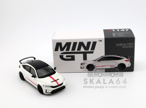 Model samochodu Honda Civic FL5 Type R Ultimate Edition White LHD w skali 1:64 - kartonik