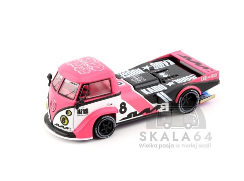 Model samochodu Volkswagen VW Transporter T1 Pickup Kaido Rad Van V1 Pink White w skali 1:64 - przód