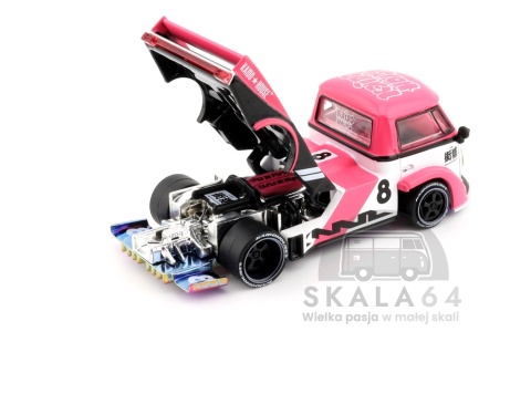 Model samochodu Volkswagen VW Transporter T1 Pickup Kaido Rad Van V1 Pink White w skali 1:64 - elementy