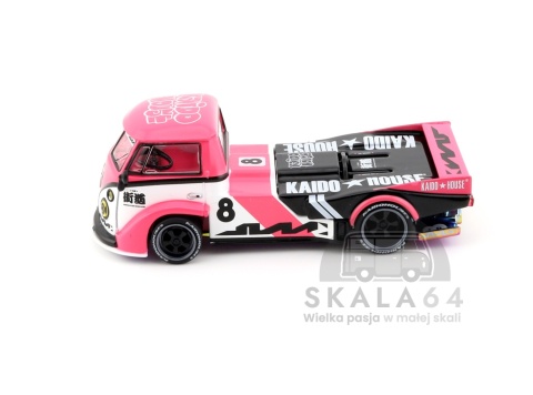 Model samochodu Volkswagen VW Transporter T1 Pickup Kaido Rad Van V1 Pink White w skali 1:64 - bok