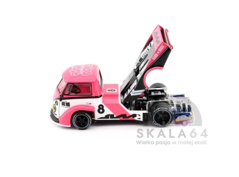Model samochodu Volkswagen VW Transporter T1 Pickup Kaido Rad Van V1 Pink White w skali 1:64 - elementy