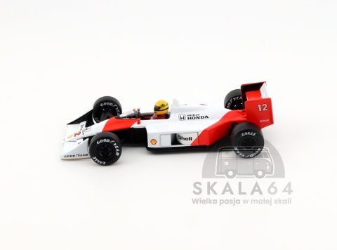 Model Bolidu F1 McLaren MP4/4 #12 1988 Japanese Grand Prix Winner Ayrton Senna w skali 1:64 - bok