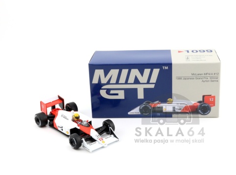 Model Bolidu F1 McLaren MP4/4 #12 1988 Japanese Grand Prix Winner Ayrton Senna w skali 1:64 - opakowanie