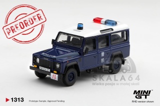 PREORDER MINI GT MGT01313-BL Land Rover Defender 110 Royal HK Police Tai Po District HK Exclusive