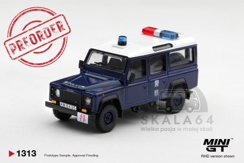 PREORDER MINI GT MGT01313-BL Land Rover Defender 110 Royal HK Police Tai Po District HK Exclusive
