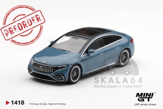 PREORDER MINI GT MGT01418-L 2021 Mercedes-Benz EQS 53 Nautic Blue Metallic 1:64