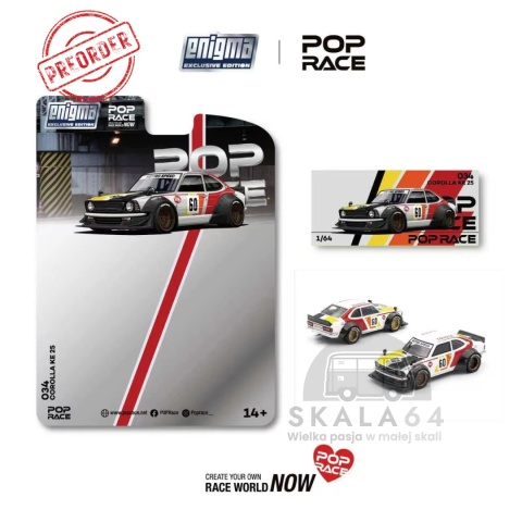 PREORDER POP RACE Enigma Toyota Corolla KE25 Racing PRE034 1:64