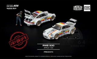 PREORDER POP RACE Porsche RWB 930 Apple With Akira Nakai Figure PR640474 1:64