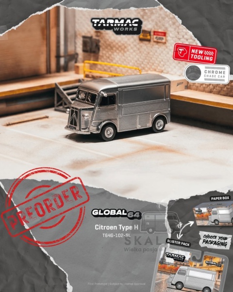 PREORDER TARMAC WORKS 1969 Citroen Type H Gris Metal Irise 1:64