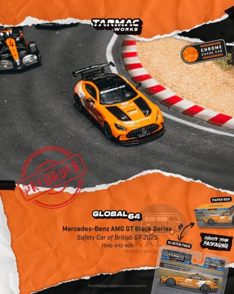 PREORDER TARMAC WORKS 2025 Mercedes-Benz AMG GT Black Series Safety Car F1 British GP Orange 1:64