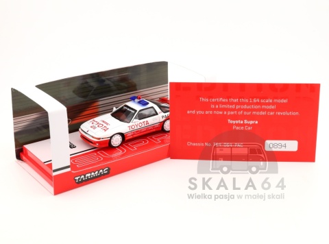 Model samochodu Toyota Supra Pace Car w skali 1:64 - certyfikat